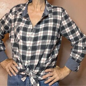 Tommy Hilfiger Navy and Red Plaid Shirt